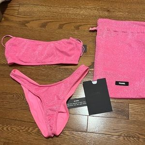 Pink sparkly Triangl baiting suit. The top is an XS and the bottoms are small.
